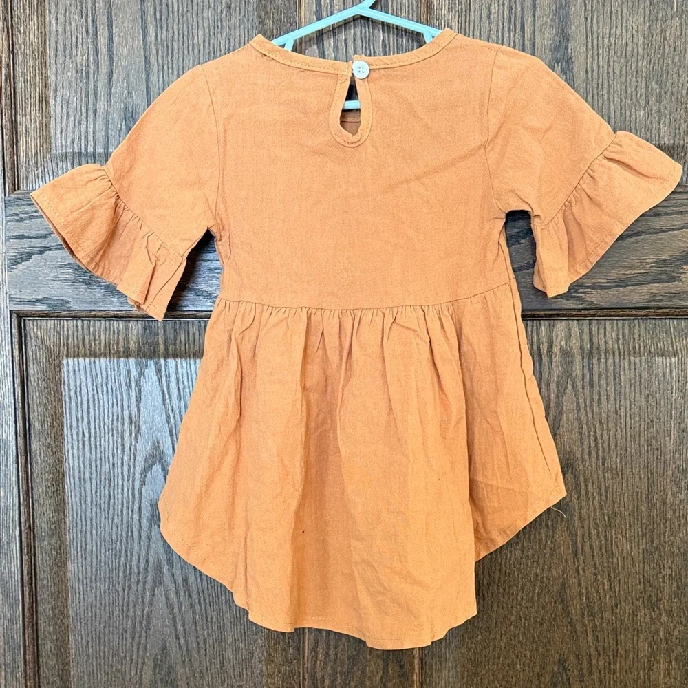 NWT Reverie Threads Dark Orange Ruffle Sleeve Tunic Top Size 100 (US size 4) - Picture 8 of 8